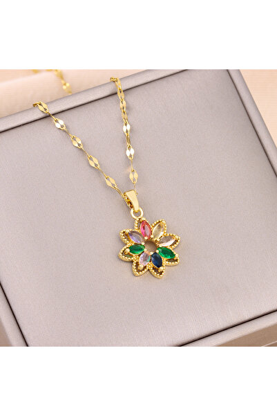 Choice27 8051 Trendy 18K Gold Plated Zircon Crystal Pendant Stainless Steel N...