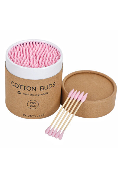 Choice1 200 قطعة من أعواد القطن ذات الرأسين الوردية، أدوات تجميل وصحة، أعواد ...