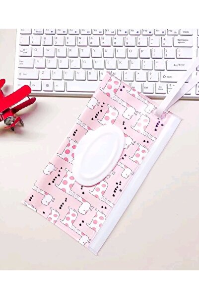 MyBalliStore Zürafa Desenli Pembe Islak Mendil Çantası