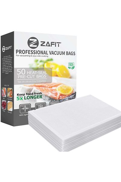 zafit Pungi vidat gofrate ZAFIT™, pentru aparat de viata alimente, 50 bucati, 20 x 30 cm, reutilizabile,