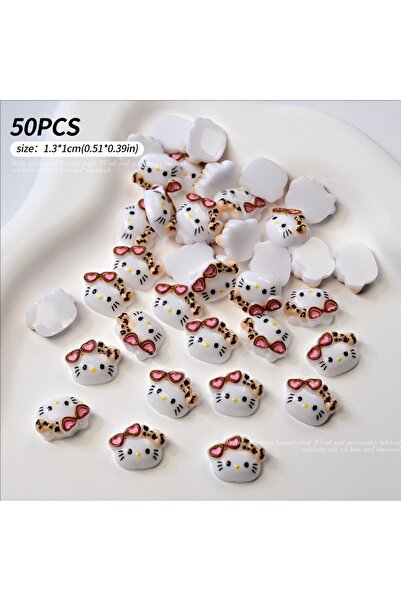 Miniso 07-50 قطعة، 50 قطعة/ حقيبة ، إكسسوارات أظافر كرتونية مطلية يدويًا من ا...