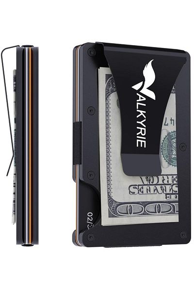 valkyrie Rfid Protected Aluminum Metal 20 Cards Capacity Slim Lightweight Secure Card Holder Black