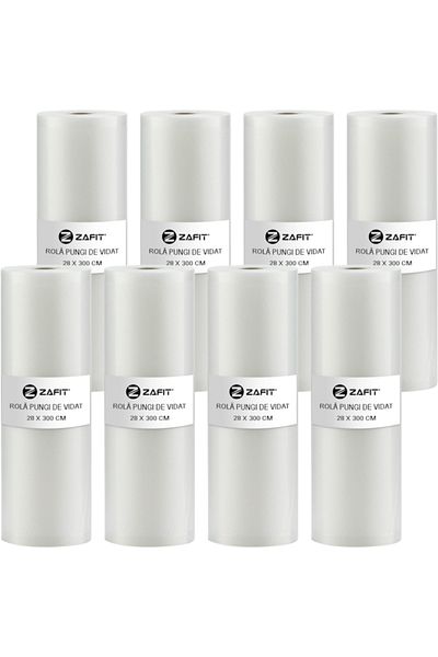 zafit Set 8 role de pungi gofrate ZAFIT, 28 x 300 cm, reutilizabile, rezistente, sous vide, pentru vase