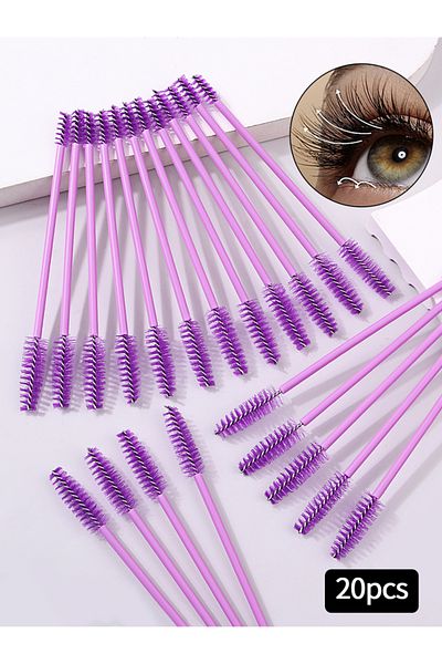 Choice PURPLE 20/Pcs Reusable Eyelash Brush Eyelashes Extension Eyebrow Brush Mascara Wands Applicator Spoo
