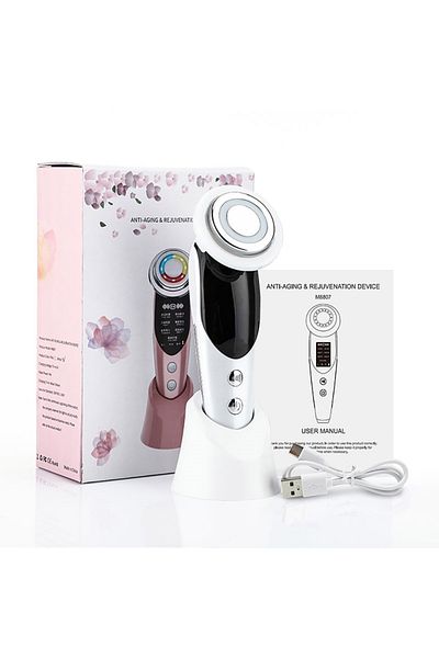 Choice WHITE 7 in 1 Face Lifting Device EMS Microcurrent Skin Rejuvenation LED Facial Neck Firming Massager