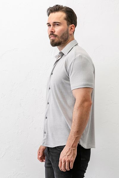 JB John Borners Men's Short Sleeve Button Closure Textured Shirt Gray - 30001