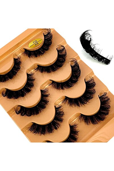 Choice4 5 أزواج من رموش عين القطة 7D46، رموش صناعية طبيعية ثلاثية الأبعاد، 5 أزواج من رموش مانجا W، رموش ناعمة ورقيقة، 5 أزواج من رموش مانجا W