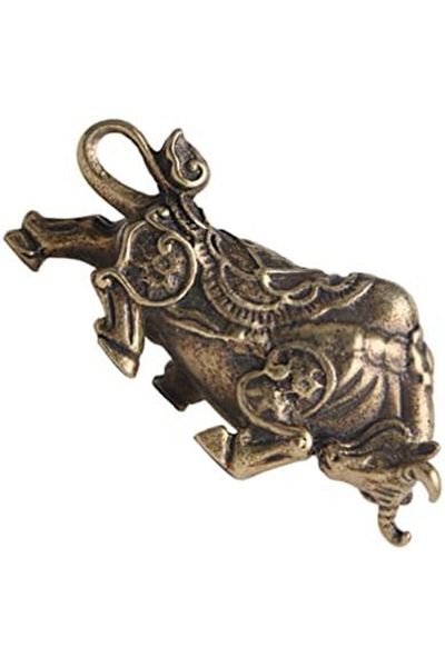 Generic Brass Bull Fortune Statue Charms: Tabletop Lucky Animal Sculpture Home Office Good Luck Wealth Decor