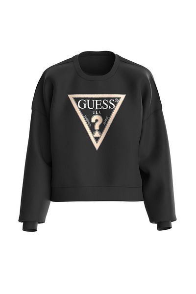 Guess Hanorac negru cu gât rotund pentru femei - W4rq13kc5h2-jblk