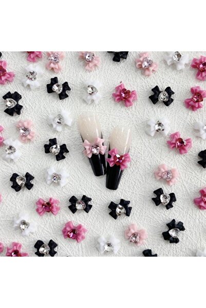 Choice مزيج الألوان 10 قطع من زينة فن الأظافر على شكل قوس من الراتنج مع قلب م...