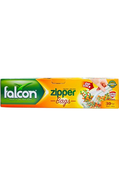 Falcon Zipper Bags 30cm x 40cm (30pcs) – Resealable, BPA-Free, Heavy Duty Storage