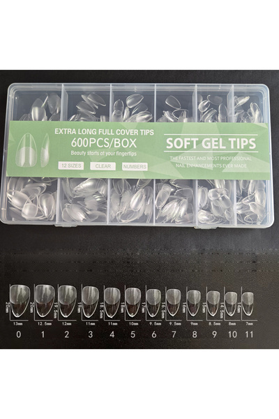 Choice أطراف أظافر صناعية من الجل الناعم 600 من لوزي قصير مربع مقاس XS، لوز ص...