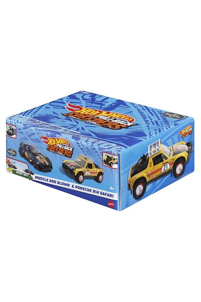 mattel Hot wheels set 2 metal cars pull back muscle and blown and porsche 914 safari 1:43
