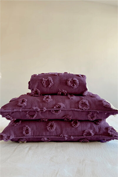 EVYA Bed Runner and Pillowcase Set 70X260 cm 2Pcs 50X70 cm Double Chenille Pompom Bed Shawl