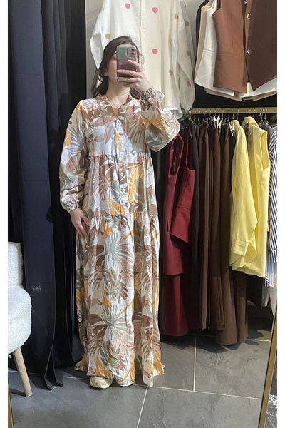 karpuzbutiks Coffee Tesetture Dress-S