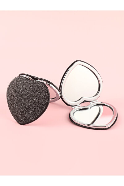 Choice مرآة مكياج مزدوجة الجوانب على شكل قلب من AE-0026-BK، قابلة للحمل، مناس...
