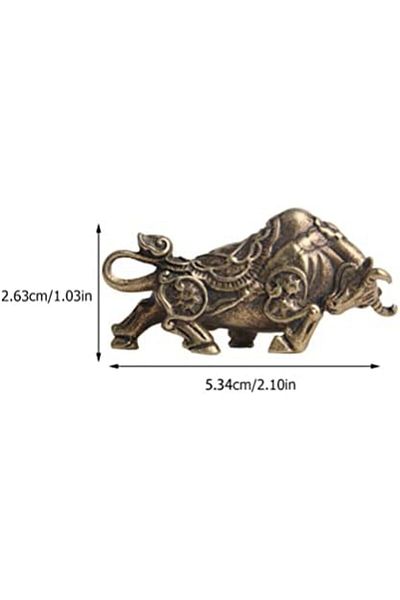 Generic Brass Bull Fortune Statue Charms: Tabletop Lucky Animal Sculpture Home Office Good Luck Wealth Decor