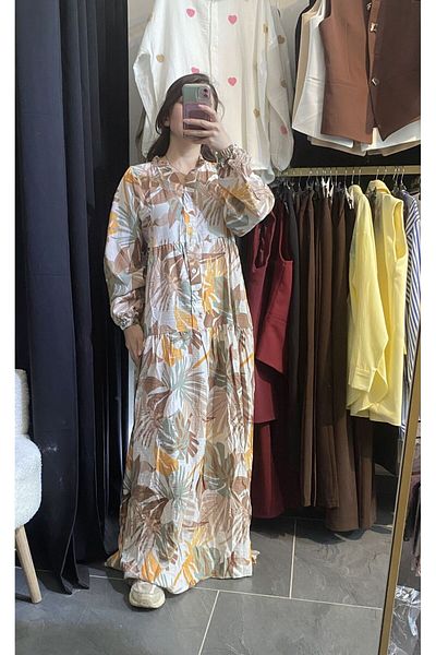 karpuzbutiks Coffee Tesetture Dress-S