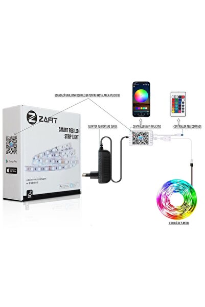 zafit Bandă LED RGB ZAFIT™ de 5 metri, pentru interior, IP20