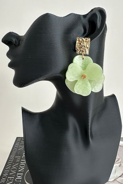 Modex Acrylic Metal Detail Dangle Flower Earrings (6cm)