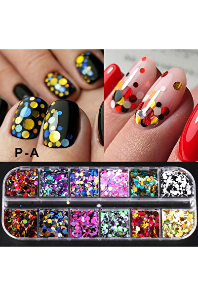 Choice P-A 12 شبكة من الترتر المستدير الفلوري اللامع للأظافر بتصميم فقاعات دا...