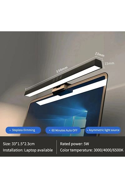 GGBEE 33cm 33cm 50cm LED Computer Screen Light Hanging Desk Lamp USB Plug in Monitor Bar Lights Dimmable 3