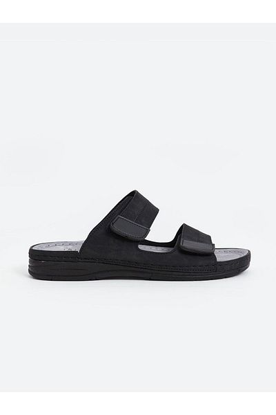 LC Waikiki Black Double Striped Velcro Men's Slippers
