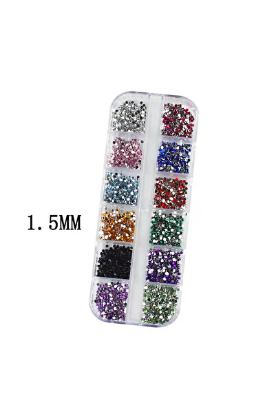 Choice 12GDSSZ 3000 قطعة في علبة فن الأظافر بظهر مسطح من الكريستال وأحجار الر...