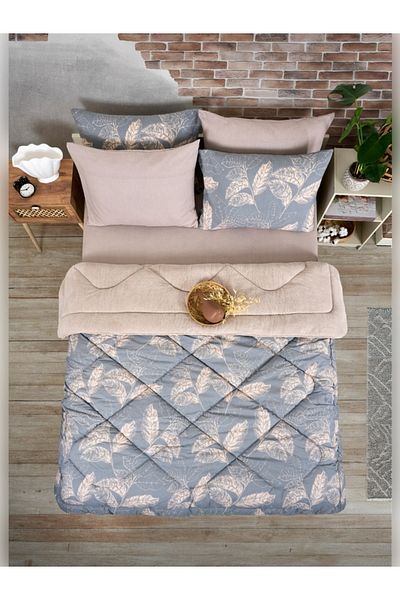 Sudemhome Double Welsoft Sleeping Set Double Sided Wellsoft Fluffy Fleece Quilt and Battal Fitted Sheet