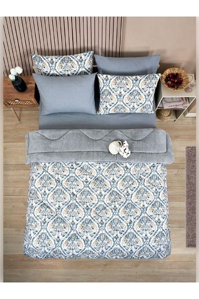 Sudemhome Double Welsoft Sleeping Set Double Sided Wellsoft Fluffy Fleece Quilt and Battal Fitted Sheet