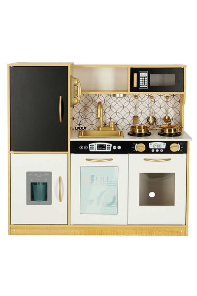 Micostore Children's Kitchen, Wooden, with Refrigerator and LED Lighting, 82 x 24 x 81 cm, Superior Quality