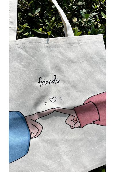 Asyabayrak Cadou Design special Friends Scrisă Geantă de pânză