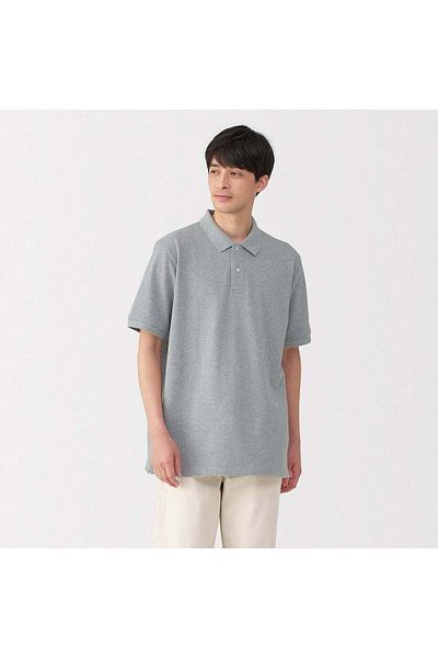 Muji قميص بولو بيكيه مغسول بأكمام قصيرة