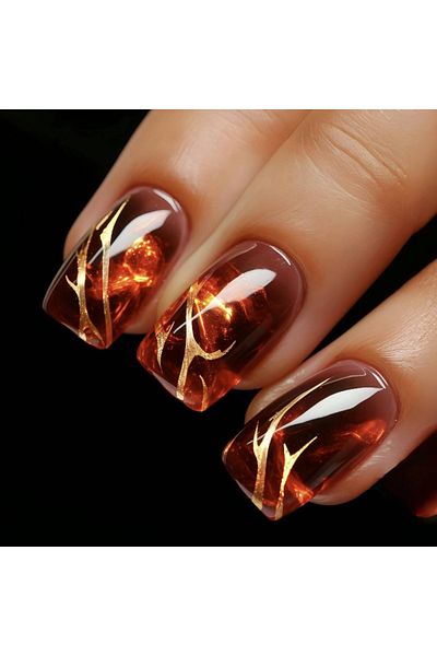 Choice4 1776 24pcs/set medium long fake nails fashion butterfly feather forest sea wave design gradient blue