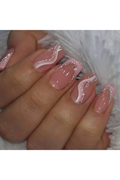 choice2 أظافر صناعية زرقاء سماوية، 24 قطعة، لون لوزي، متوسطة الحجم، أطراف فرن...