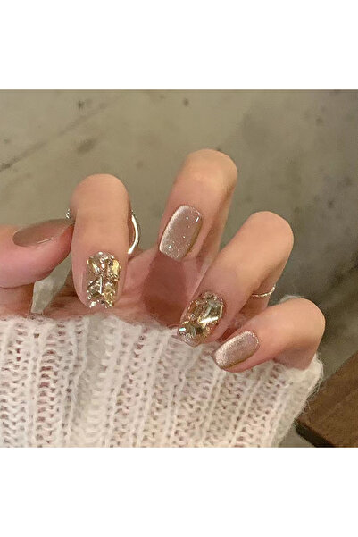 Choice QH-MY008 24 أظافر صناعية قصيرة مربعة + مبرد أظافر + قطعة واحدة من غراء الجيلي