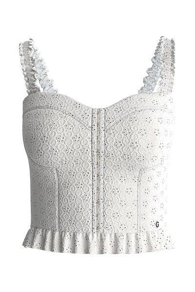 Guess Polo Neck White Women's Bustier W4Gp02Kca00-G011