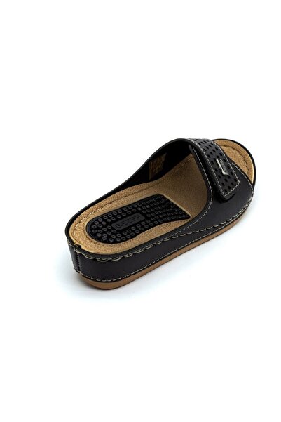 GEZER Masaj Tabanlı Ayarlanabilir Cırtlı Anatomik Tabanlı Siyah Anne Terliği