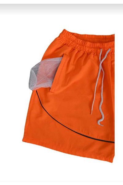 TUWAN sport Men's Large Size Black Zipper Pocket Mesh Sea Shorts