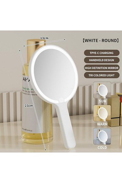 Choice 808Bwhite LED Smart Makeup Mirror Hand-held Carry 3 Colors Adjust Bright with Touch Screen Cosmetic