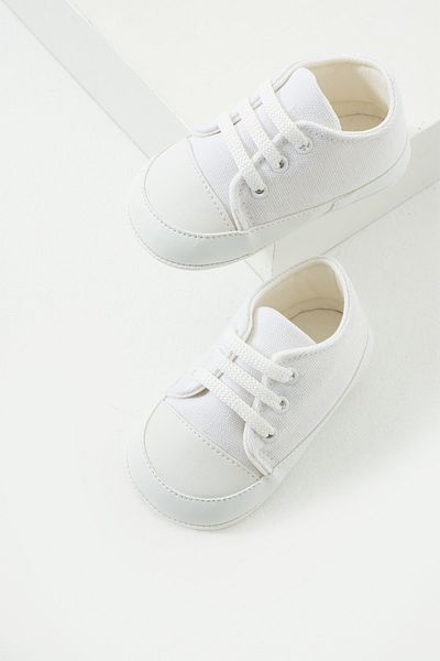 yummy kids First Step Anti-Skid Sole Linen Lace-Up Comfortable Baby Shoes Booties