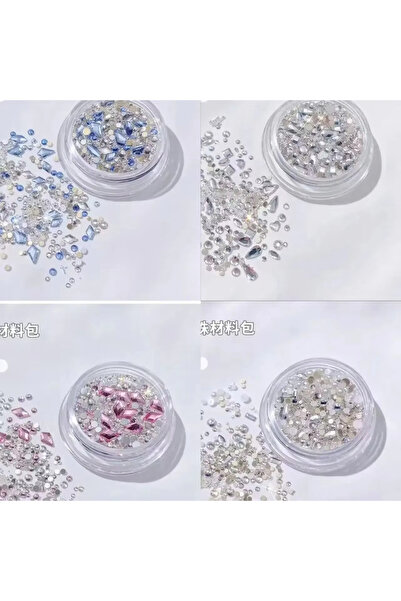 Choice مجموعة أحجار الراين متعددة الأشكال من 4 قطع (200 قطعة) لتزيين الأظافر ...