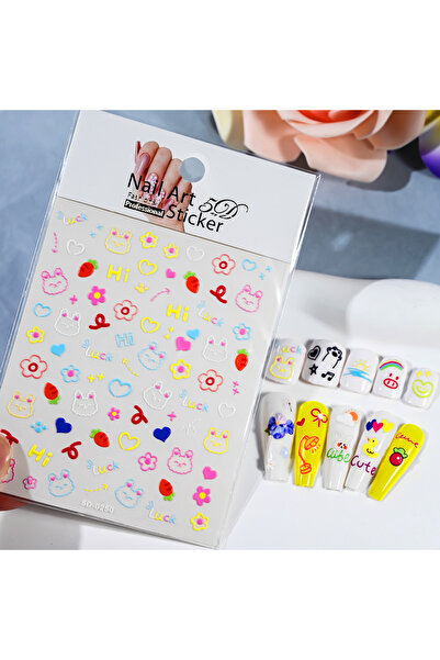 Choice NK5D-0250 قطعة واحدة من ملصقات فن الأظافر 5D المنقوشة على شكل زهرة/فرا...