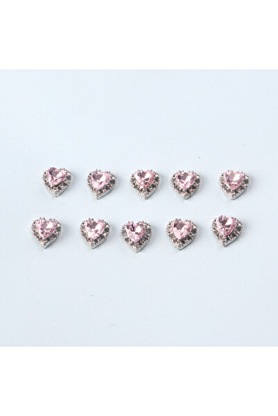Choice 10 قطع - D2035 10 قطع من زينة أظافر كورية على شكل قلب وردي ثلاثي الأبع...
