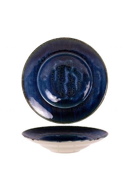 Kütahya Ocean Dishwasher Safe Porcelain Round Deep Pasta Plate Blue and White 27cm