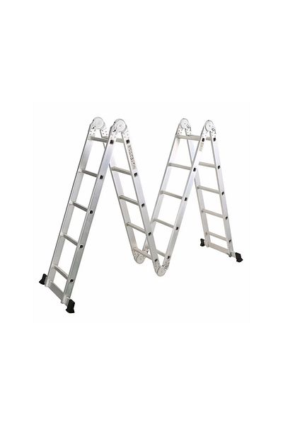 flores Multifunctional aluminum ladder, 4 sections x 5 steps