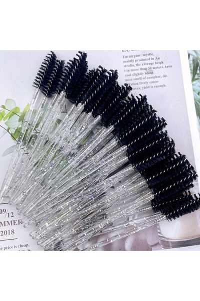 Choice6 Crystal Black 50Pcs Makeup Brushes Disposable Crystal Eyebrow Brush D...