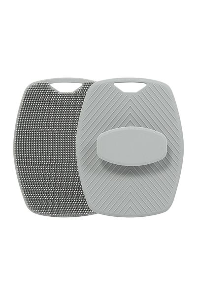 Choice grey Exfoliating Silicone Brush Cleanser No Slip Handle Body Scrubber Cleans and Massages Skin Bathr