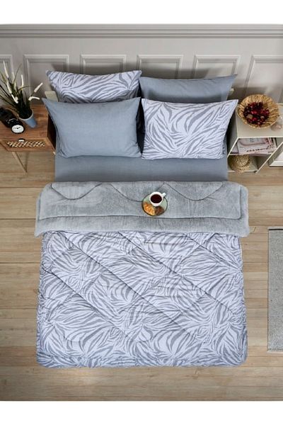 Sudemhome Double Welsoft Sleeping Set Double Sided Wellsoft Fluffy Fleece Quilt and Battal Fitted Sheet