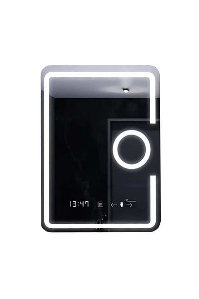 OPTIM DEKO Oglindă de baie LED premium 60 mm x 80 mm cu lupă cosmetică, moduri de iluminare duale (caldă și rece), A